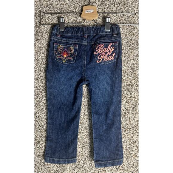 Baby Phat Girls Toddler Sz 24M Embroidered Bootcut Jeans Y2K Hip Hop Denim - Picture 4 of 9